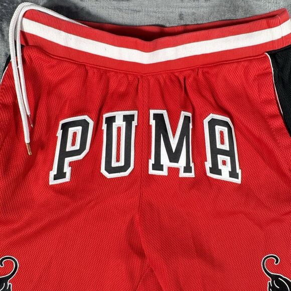 Puma Sz L Last Dayz Mesh SEWN Logos Shorts High Risk Red TL40125NWT Men - Picture 5 of 11